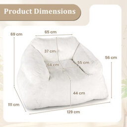 Gainoom Beige Bean Bag Chair For Adults Plush Lazy Sofa Stuffed Floor Sofa - thumbnail 2