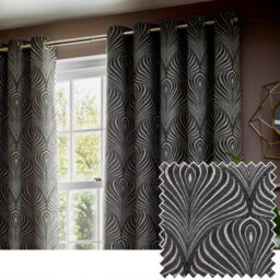 Paoletti Gatsby Jacquard Room Darkening Eyelet Curtain Pair Black (W)117Cm X (D)137Cm - thumbnail 6