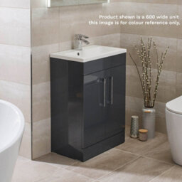 FNX Bathrooms Anthracite 400mm Square Basin Vanity Unit Bathroom Compact Cloakroom Furniture - thumbnail 3