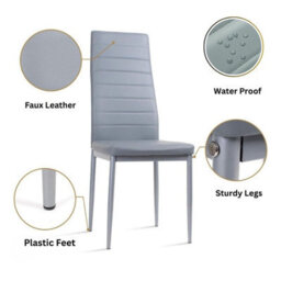 Kosy Koala Modern Dining Table With 6 Grey Faux Leather Padded Chairs Kitchen Furniture - thumbnail 7