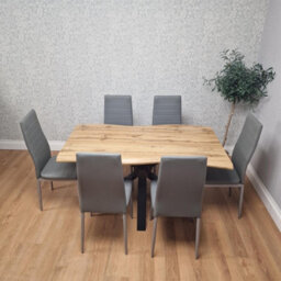 Kosy Koala Modern Dining Table With 6 Grey Faux Leather Padded Chairs Kitchen Furniture - thumbnail 8