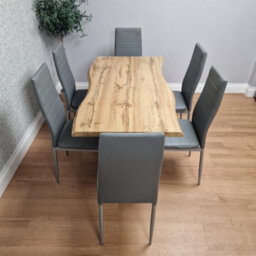 Kosy Koala Modern Dining Table With 6 Grey Faux Leather Padded Chairs Kitchen Furniture - thumbnail 9