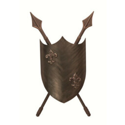 Elegant Twin Wall Light With Coat Of Arms Design In Burnished Bronze Finish