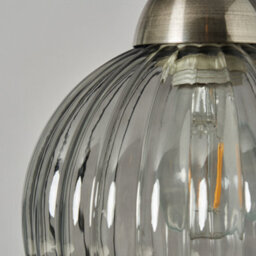 Litecraft Clara Smoke Ribbed Glass Easy Fit Lamp Shade - thumbnail 5