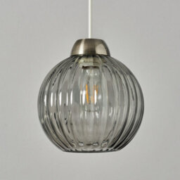 Litecraft Clara Smoke Ribbed Glass Easy Fit Lamp Shade - thumbnail 4