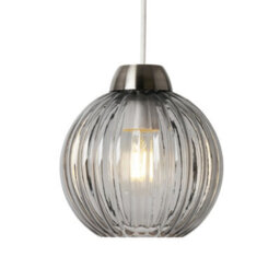 Litecraft Clara Smoke Ribbed Glass Easy Fit Lamp Shade - thumbnail 2