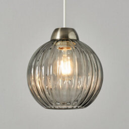 Litecraft Clara Smoke Ribbed Glass Easy Fit Lamp Shade - thumbnail 3