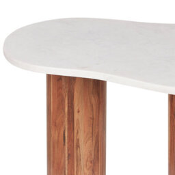 Beliani Oval Marble Top Coffee Table 90 X 45 Cm, Acacia Wood Legs - thumbnail 3