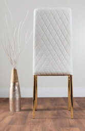Furniturebox Uk Monza 4 White/grey Dining Table & 4 White Gold Leg Milan Chairs - thumbnail 9