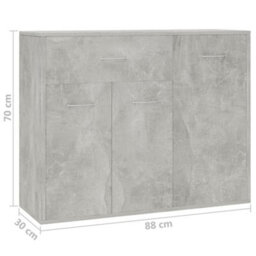 Berkfield Sideboard Concrete Grey 88X30X70 Cm Engineered Wood - thumbnail 7