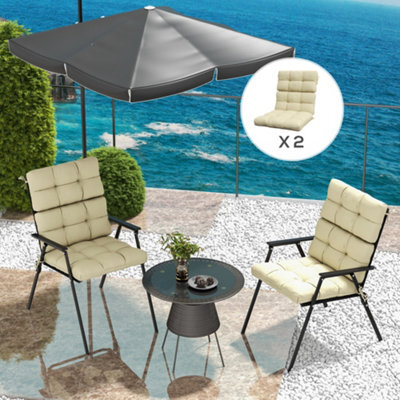 Outsunny 2Pc Outdoor Seat Cushion With Backrest, Ties, For Garden, Beige - image 1