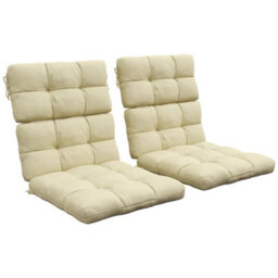 Outsunny 2Pc Outdoor Seat Cushion With Backrest, Ties, For Garden, Beige - thumbnail 2