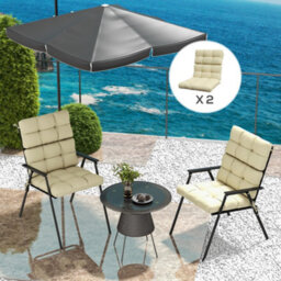 Outsunny 2Pc Outdoor Seat Cushion With Backrest, Ties, For Garden, Beige - thumbnail 1