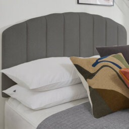 "Urban Textures - Celeste Luxury 20"" High Boucle Fabric Upholstered Curved Headboard - Grey"