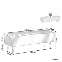 Beliani Upholstered Bench Paterson Velvet Blue - thumbnail 3