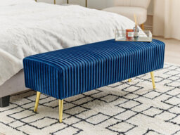 Beliani Upholstered Bench Paterson Velvet Blue - thumbnail 2