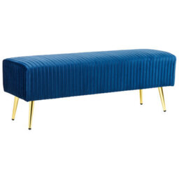 Beliani Upholstered Bench Paterson Velvet Blue - thumbnail 1