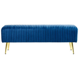 Beliani Upholstered Bench Paterson Velvet Blue - thumbnail 4