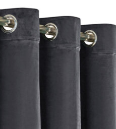 Ameha Grey Velvet Curtain Ready Made Eyelet Blackout Thick Thermal Insulated Curtain Pair 90''x90'' With Tiebacks Home Decor Uk - thumbnail 9