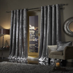 Ameha Grey Velvet Curtain Ready Made Eyelet Blackout Thick Thermal Insulated Curtain Pair 90''x90'' With Tiebacks Home Decor Uk - thumbnail 3