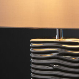 Valuelights Etienne Modern Silver Ripple Effect Ceramic Table Lamp With White Light Shade And Led Bulb - thumbnail 3