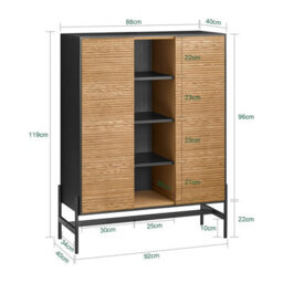 Rattan Sideboard Shoe Cabinet Rattan Storage Organiser Black,sobuy Hfsb04-Sch - thumbnail 3