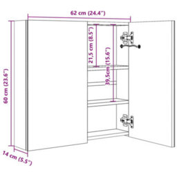 Vidaxl Led Bathroom Mirror Cabinet 60X14X62 Cm - thumbnail 8