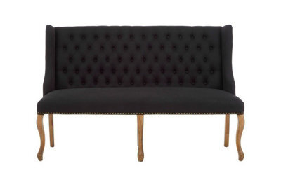 Orsina 2 Seat Black Bench With Cabriole-Style Legs,luxe Dining Bench,spacious Patio Settee,wooden Bench For Bedroom - image 1