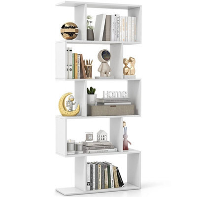 White S-Shaped 5-Tier Geometric Modern Display Bookcase - image 1