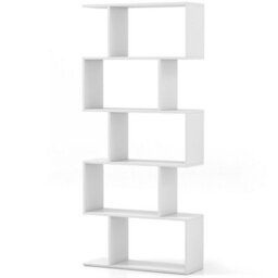 White S-Shaped 5-Tier Geometric Modern Display Bookcase - thumbnail 3