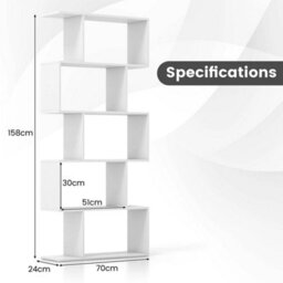 White S-Shaped 5-Tier Geometric Modern Display Bookcase - thumbnail 2