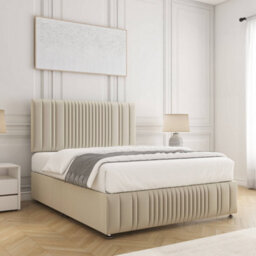 Bsspoke Rosie Divan Bed Cream Plush Velvet 24Inch Headboard & Footboard No Mattress No Drawers In Small Double King 4Ft6 6Ft - thumbnail 3
