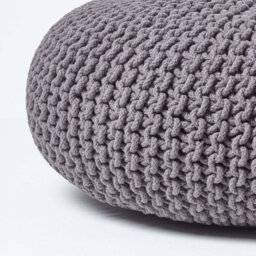 Homescapes Dark Grey Large Round Cotton Knitted Pouffe Footstool - thumbnail 4
