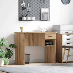Berkfield Modern Desk With Storage Artisan Oak 90X49.5X75 Cm Engineered Wood - thumbnail 2