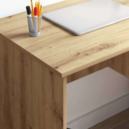 Berkfield Modern Desk With Storage Artisan Oak 90X49.5X75 Cm Engineered Wood - thumbnail 4