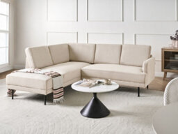 Beliani Corner Sofa 4 Seater Breda Corduroy Beige Right Hand - thumbnail 2