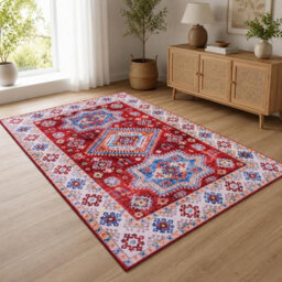 Non Slip Washable Vintage Area Rug 160X230 Cm Soft Oriental Short Pile Carpet For Home Living Room Bedroom Kitchen - thumbnail 1