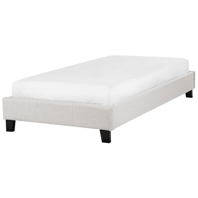 Beliani Bed Without Headboard Fabric Roanne 90 X 200 Cm (Eu Single) Light Grey - image 1
