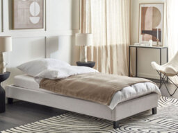 Beliani Bed Without Headboard Fabric Roanne 90 X 200 Cm (Eu Single) Light Grey - thumbnail 2