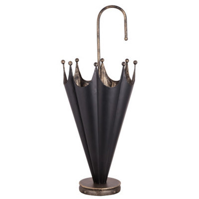 Dibor Traditional Small Black And Gold Umbrella Holder Stand - image 1