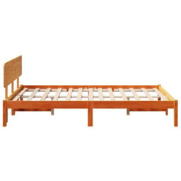 Berkfield Modern Bed Frame With Headboard Wax Brown 140X190 Cm Solid Pine Wood - thumbnail 6