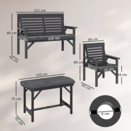 Wyld Haus Masera 6-Seater Grey Wooden Outdoor Dining Set With Parasol Hole Table - thumbnail 4