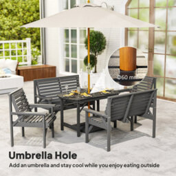 Wyld Haus Masera 6-Seater Grey Wooden Outdoor Dining Set With Parasol Hole Table - thumbnail 7