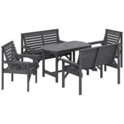 Wyld Haus Masera 6-Seater Grey Wooden Outdoor Dining Set With Parasol Hole Table - thumbnail 2