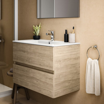 Ideal Standard Eurovit+ 800mm Wall Mounted Vanity Unit With 2 Drawers In Natural Oak - image 1