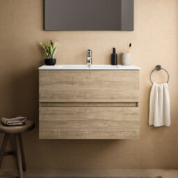 Ideal Standard Eurovit+ 800mm Wall Mounted Vanity Unit With 2 Drawers In Natural Oak - thumbnail 2