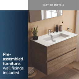 Ideal Standard Eurovit+ 800mm Wall Mounted Vanity Unit With 2 Drawers In Natural Oak - thumbnail 7