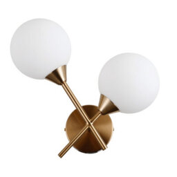 Luminosa Lighting Luminosa Evora Globe Wall Lights Honey Brass 2Xg9 - thumbnail 2