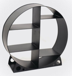 Inspirational Gifting Steel Round Log Store & Shelves Metal Log Holder Log Storage In Black - thumbnail 3