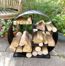 Inspirational Gifting Steel Round Log Store & Shelves Metal Log Holder Log Storage In Black - thumbnail 2